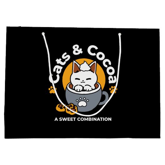 Vakantie Mok Ontwerp met Gezellige Kat en Poot Coo Groot Cadeauzakje (Achterkant)