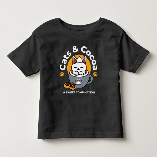 Vakantie Mok Ontwerp met Gezellige Kat en Poot Coo Kinder Shirts (Voorkant)