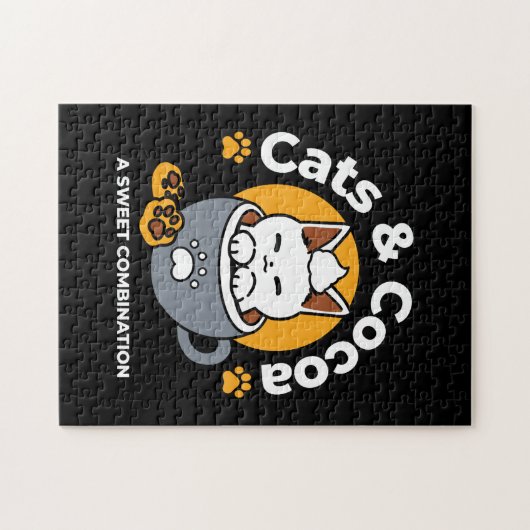 Vakantie Mok Ontwerp met Gezellige Kat en Poot Coo Legpuzzel (Horizontaal)