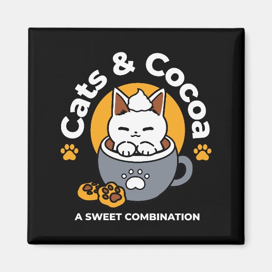 Vakantie Mok Ontwerp met Gezellige Kat en Poot Coo Magneet (Voorkant)