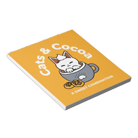 Vakantie Mok Ontwerp met Gezellige Kat en Poot Coo Notitieblok (Schuin)