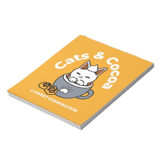 Vakantie Mok Ontwerp met Gezellige Kat en Poot Coo Notitieblok (Linkerzijde)