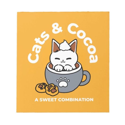 Vakantie Mok Ontwerp met Gezellige Kat en Poot Coo Notitieblok (Voorkant)