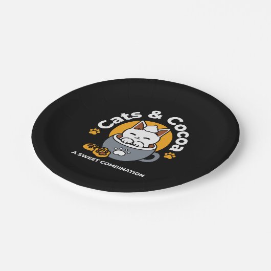 Vakantie Mok Ontwerp met Gezellige Kat en Poot Coo Papieren Bordje (Gekanteld)