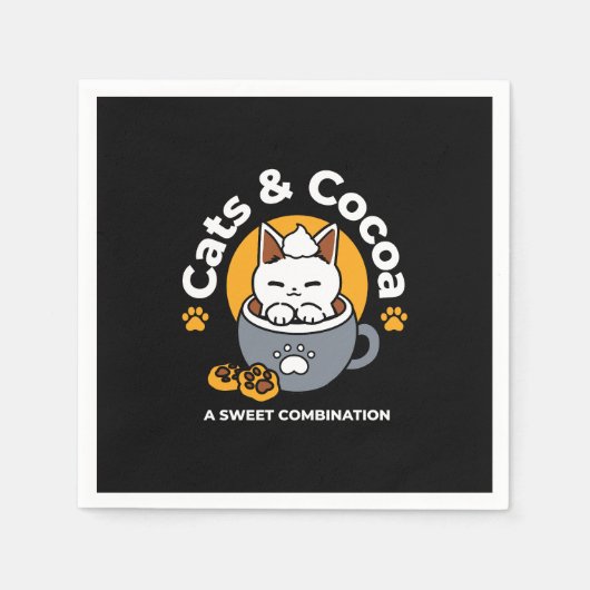 Vakantie Mok Ontwerp met Gezellige Kat en Poot Coo Servet (Voorkant)