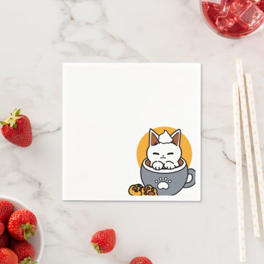 Vakantie Mok Ontwerp met Gezellige Kat en Poot Coo Servet (Insitu)