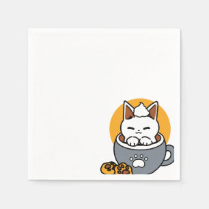 Vakantie Mok Ontwerp met Gezellige Kat en Poot Coo Servet