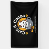 Vakantie Mok Ontwerp met Gezellige Kat en Poot Coo Spandoek (Verticaal)