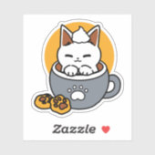 Vakantie Mok Ontwerp met Gezellige Kat en Poot Coo Sticker (Vel)