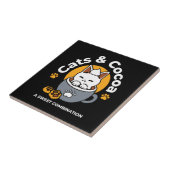 Vakantie Mok Ontwerp met Gezellige Kat en Poot Coo Tegeltje (Zijkant)