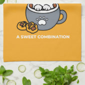 Vakantie Mok Ontwerp met Gezellige Kat en Poot Coo Theedoek (Gevouwen)