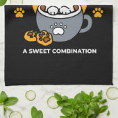 Vakantie Mok Ontwerp met Gezellige Kat en Poot Coo Theedoek (Gevouwen)