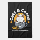 Vakantie Mok Ontwerp met Gezellige Kat en Poot Coo Theedoek (Verticaal)