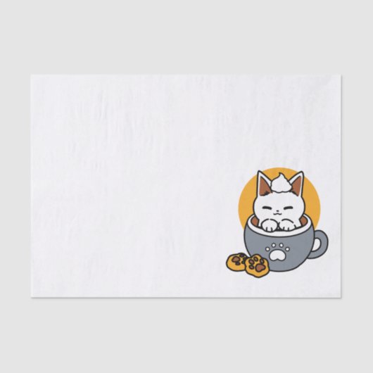 Vakantie Mok Ontwerp met Gezellige Kat en Poot Coo Tissuepapier (Voorkant)