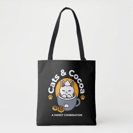 Vakantie Mok Ontwerp met Gezellige Kat en Poot Coo Tote Bag (Voorkant)