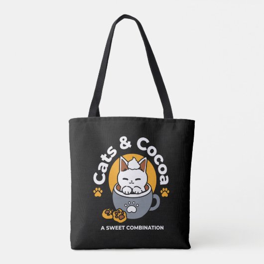 Vakantie Mok Ontwerp met Gezellige Kat en Poot Coo Tote Bag (Achterkant)