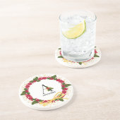 Vakantie Monogram Initiaal A gepersonaliseerd Zandsteen Onderzetter (Zijkant)