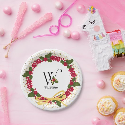 Vakantie Monogram Initiaal W gepersonaliseerd Papieren Bordje (Feest)