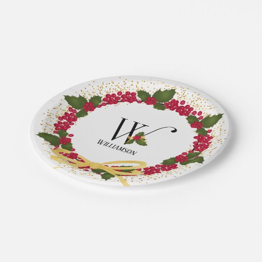 Vakantie Monogram Initiaal W gepersonaliseerd Papieren Bordje (Gekanteld)