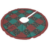 Vakantie Monogram Zwart Geruit Pine Cone Ribbon Imitatie Linnen Kerstboom Kleed (Gekanteld)