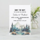 Vakantie Mountain Pine Tree Outdoor Save the Date Kaart (Staand voorkant)