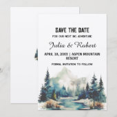 Vakantie Mountain Pine Tree Outdoor Save the Date Kaart (Voorkant / Achterkant)