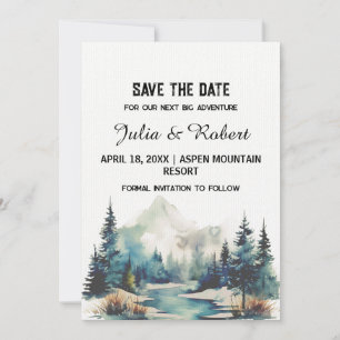 Vakantie Mountain Pine Tree Outdoor Save the Date Kaart