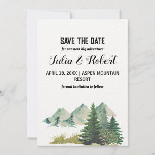Vakantie Mountain Pine Tree Outdoor Save the Date Kaart