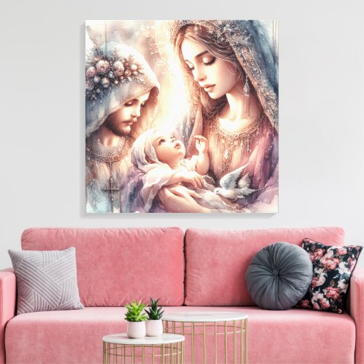 Vakantie muurkunst met Maagd Maria en Jezus baby Canvas Afdruk (Insitu (Woonkamer))