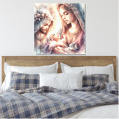 Vakantie muurkunst met Maagd Maria en Jezus baby Canvas Afdruk (Insitu (Slaapkamer))