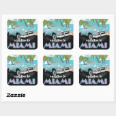 Vakantie naar Miami Reisposter Vierkante Sticker (Vel)
