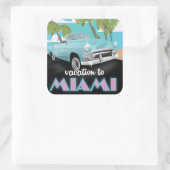 Vakantie naar Miami Reisposter Vierkante Sticker (Tas)