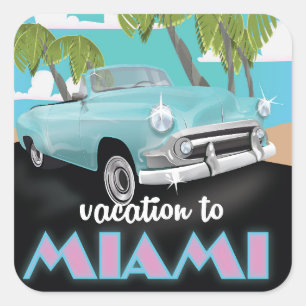 Vakantie naar Miami Reisposter Vierkante Sticker