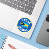 Vakantie Nassau Bahamas Vlag Sticker Cruise (Laptop met iPhone)