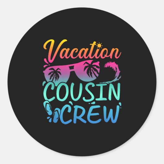 Vakantie neef Crew Beach Sungles Ronde Sticker (Voorkant)