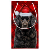 Vakantie Newfoundland Dog Fun Red Plaid Kerstmis Klein Cadeauzakje (Achterkant)