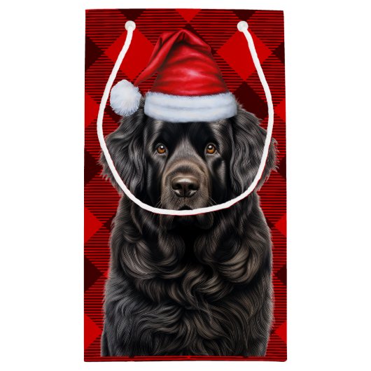 Vakantie Newfoundland Dog Fun Red Plaid Kerstmis Klein Cadeauzakje (Achterkant)