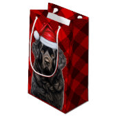 Vakantie Newfoundland Dog Fun Red Plaid Kerstmis Klein Cadeauzakje (Achterkant Gekanteld)