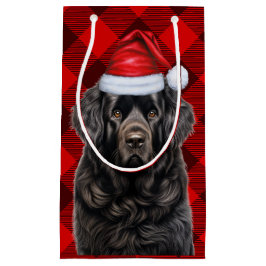 Vakantie Newfoundland Dog Fun Red Plaid Kerstmis Klein Cadeauzakje