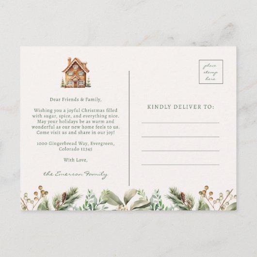 Vakantie Nieuw Thuis Ansichtkaart Aankondigingskaart (Achterkant)