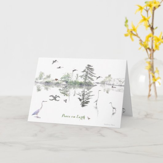 Vakantie, nieuwjaar: Kaart vredesvogels (Gele Bloem)