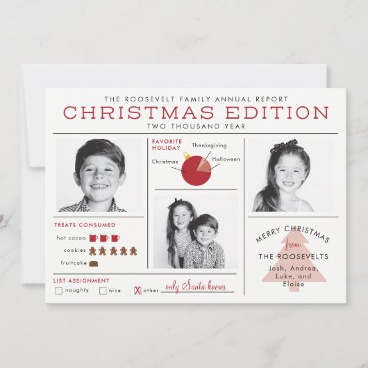 Vakantie Nieuwsbrief Infographic Funny Christmas Kaart (Voorkant)