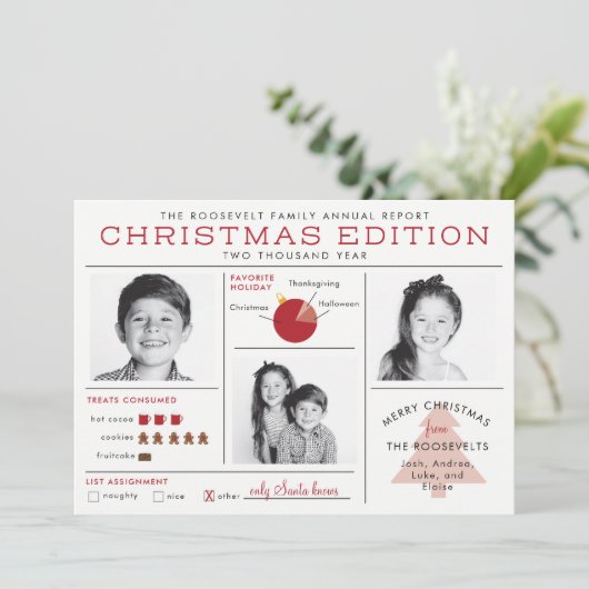 Vakantie Nieuwsbrief Infographic Funny Christmas Kaart (Staand voorkant)