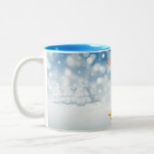 Vakantie | Nisse-skiwoodsneeuw-sinaasappel Tweekleurige Koffiemok (Links)