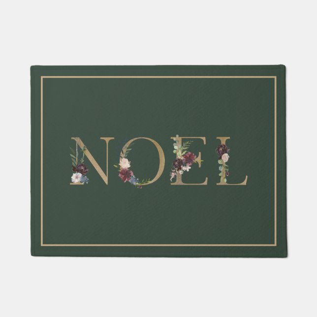 Vakantie Noel Elegante Bloemtypografie Deurmat (Voorkant)