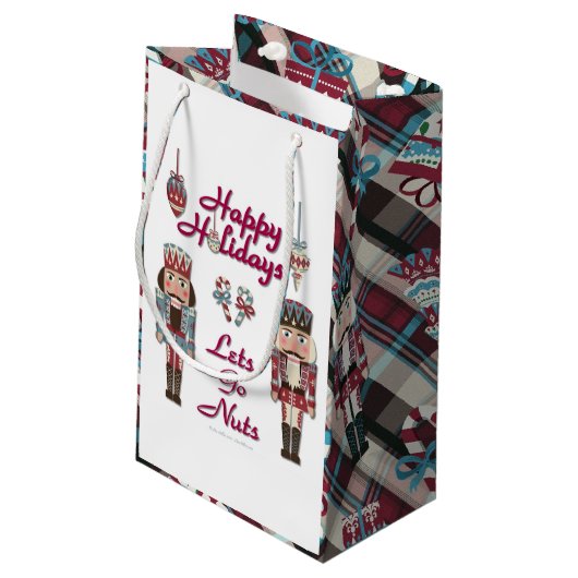 Vakantie Notenkraker Lets Go Nuts Gift Bag Klein Cadeauzakje (Achterkant Gekanteld)