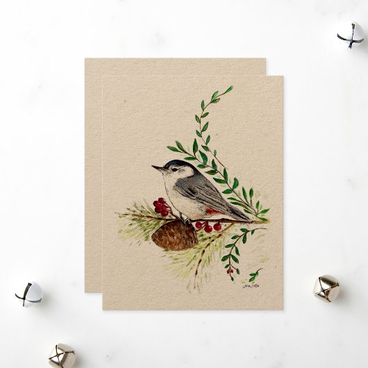 Vakantie Nuthatch Schilderij Feestdagenkaart
