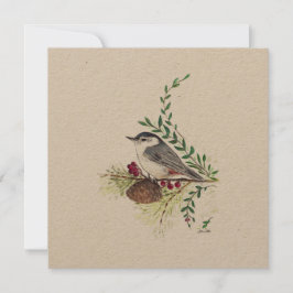 Vakantie Nuthatch Vogelschilderij Feestdagenkaart