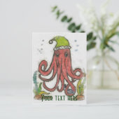 Vakantie-octopus Feestdagenkaart (Staand voorkant)