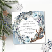 Vakantie of Kerstfeest, Rustieke Blauwe krans Kaart